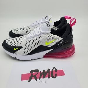 Nike Air Max 270 White Fuchsia Shoes Black Pink